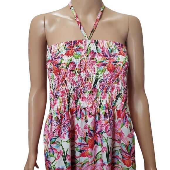 NWT Gypsie Blue Tie Around Neck Floral Maxi Dress SMALL - Picture 4 of 12